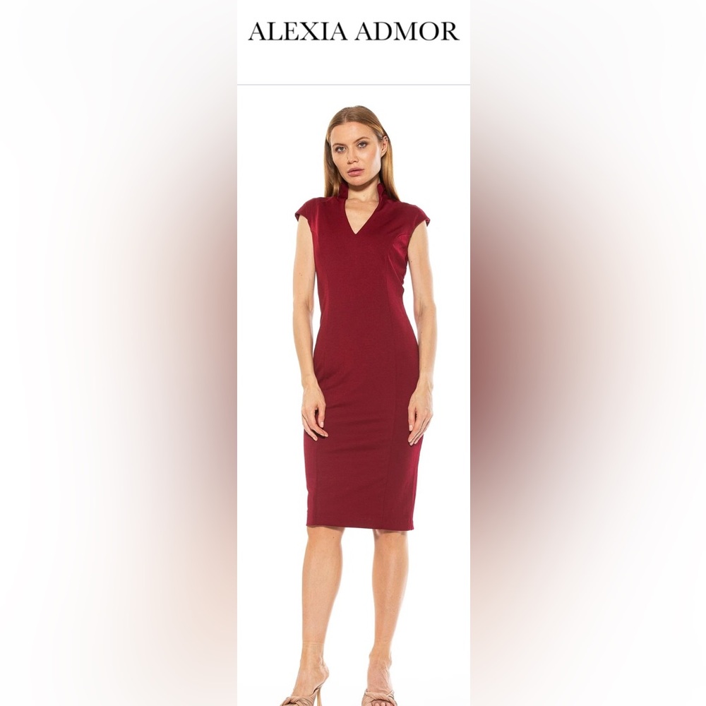 Alexia Admor Katrina dress military burgundy red xl - NWT